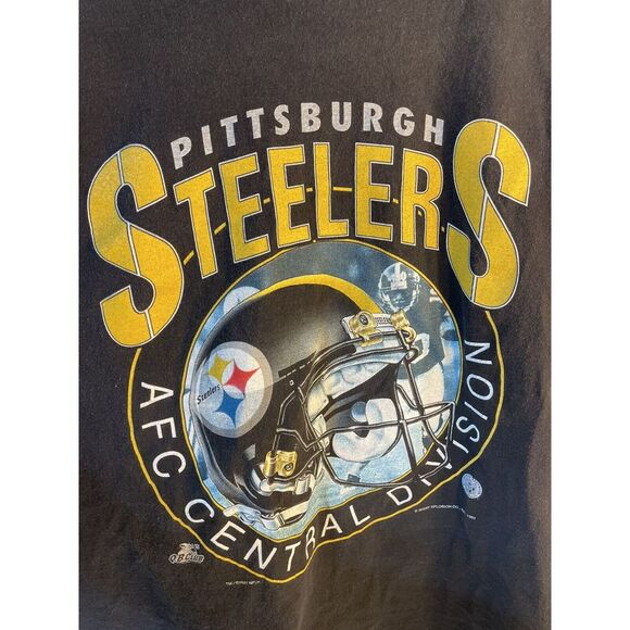 Vintage 1997 Pittsburgh Steelers NFL Mens Single Stitch Tee XL Black qb club afc - Picture 4 of 5
